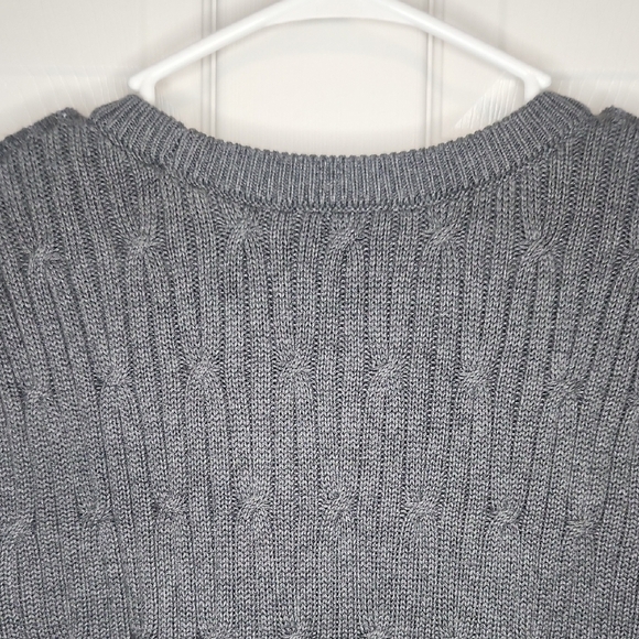 Express Gray Crew Neck Sweater with Cable Knit - Picture 5 of 5